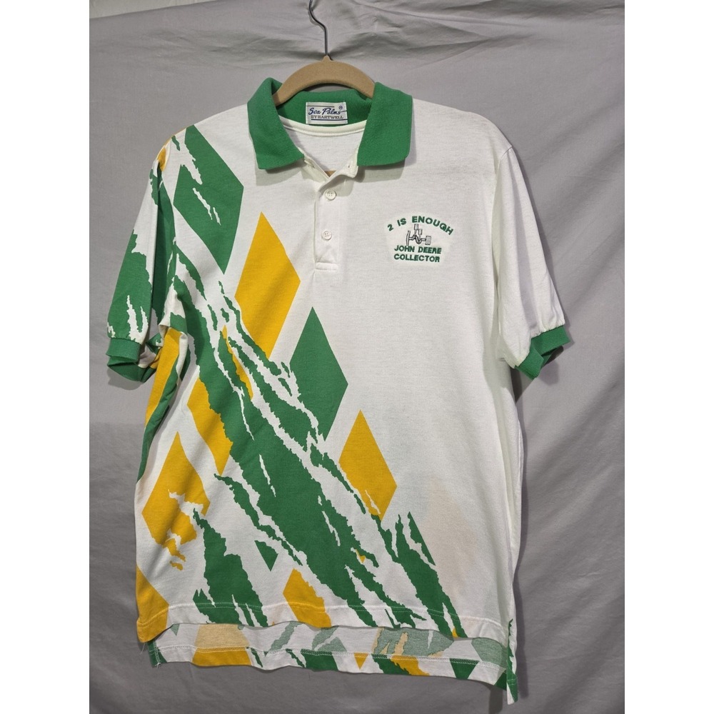 90s John Deere Tractor Collector Polo‎ "2 Is Enough" Cylinder Club SM/MED Preppy